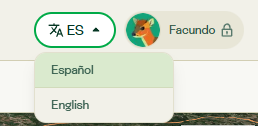 Language selector in the Atlas header with the Español and English options.